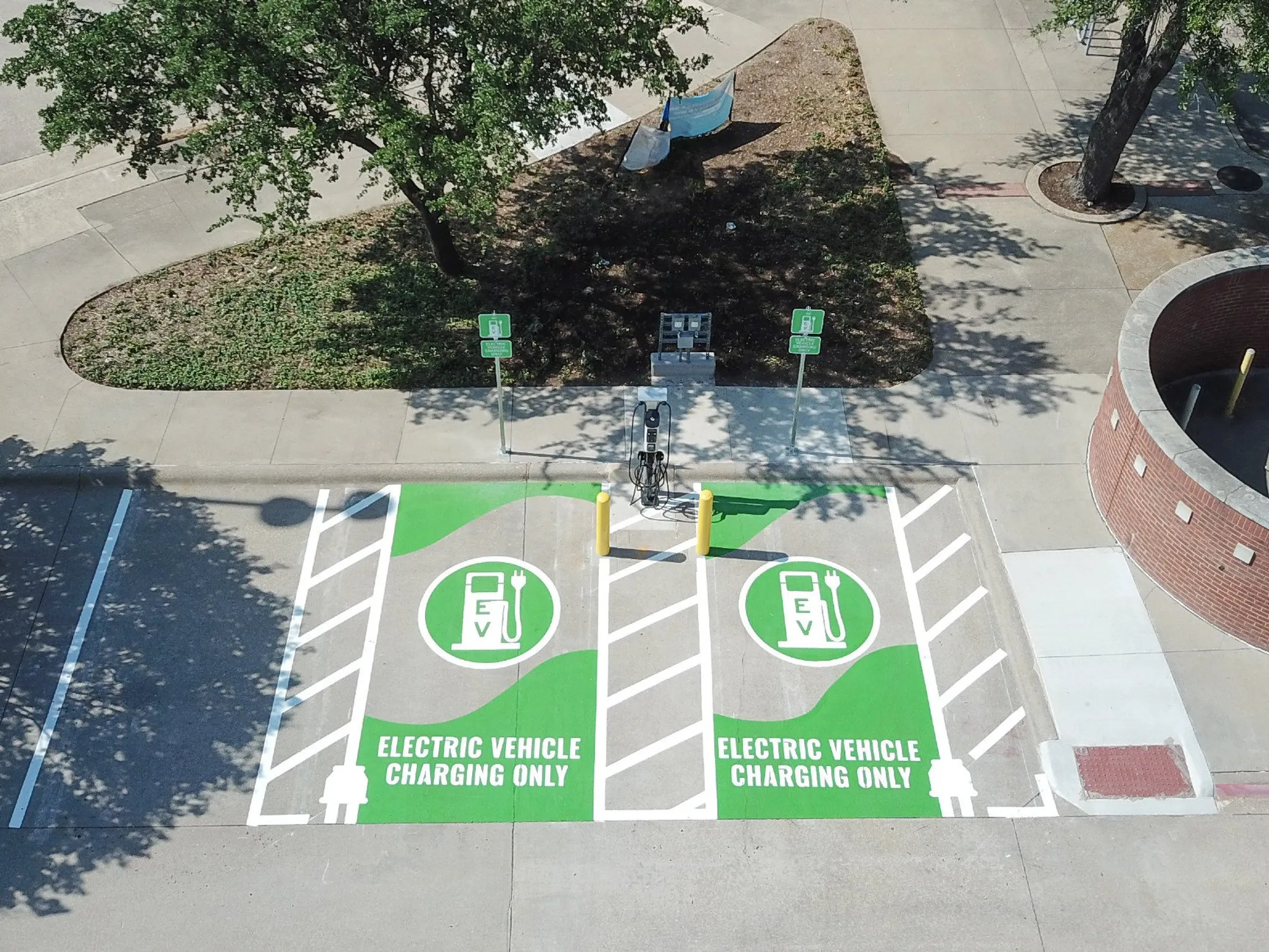 Custom EV charging stall stenciling and specialty parking lot markings